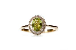 A PERIDOT AND DIAMOND RING