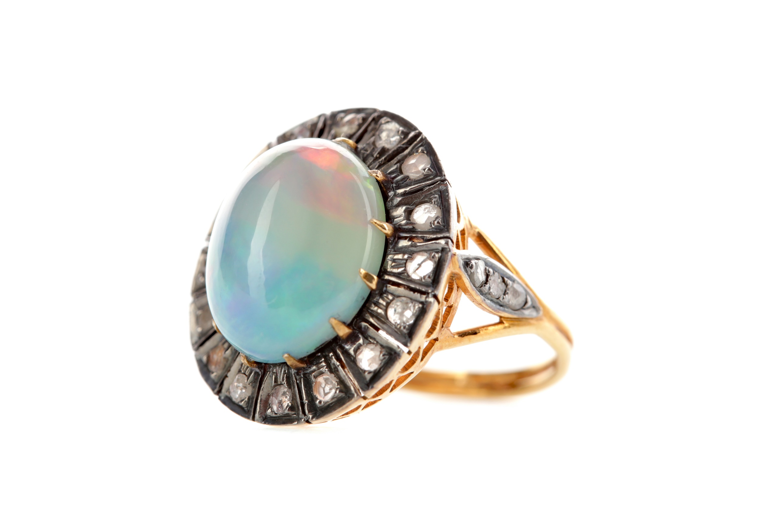 AN ETHIOPIAN OPAL AND DIAMOND RING - Image 2 of 2