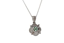 AN EMERALD AND DIAMOND PENDANT