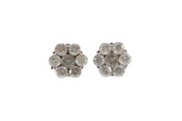 A PAIR OF DIAMOND CLUSTER EARRINGS