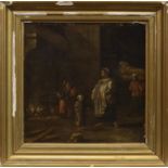INTERIOR GENRE SCENE WITH FIGURES, AN OIL