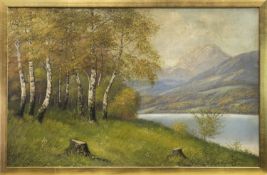 WOODLAND LANDSCAPE, A LARGE OIL BY FRANZ OTTO WIEDUWILT