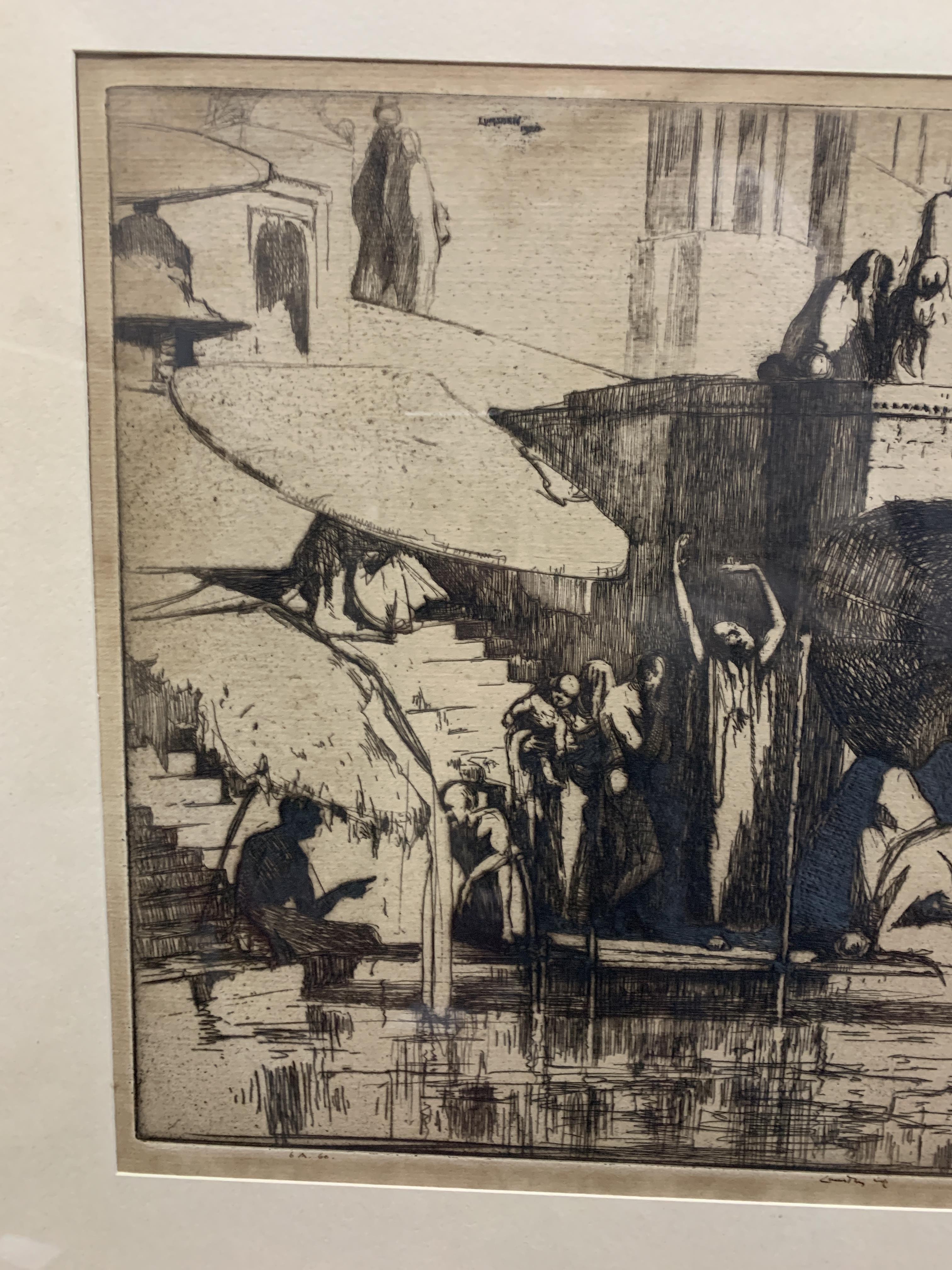 VENETIAN SCENE, AN ETCHING BY ERNEST STEPHEN LUMSDEN - Image 3 of 5