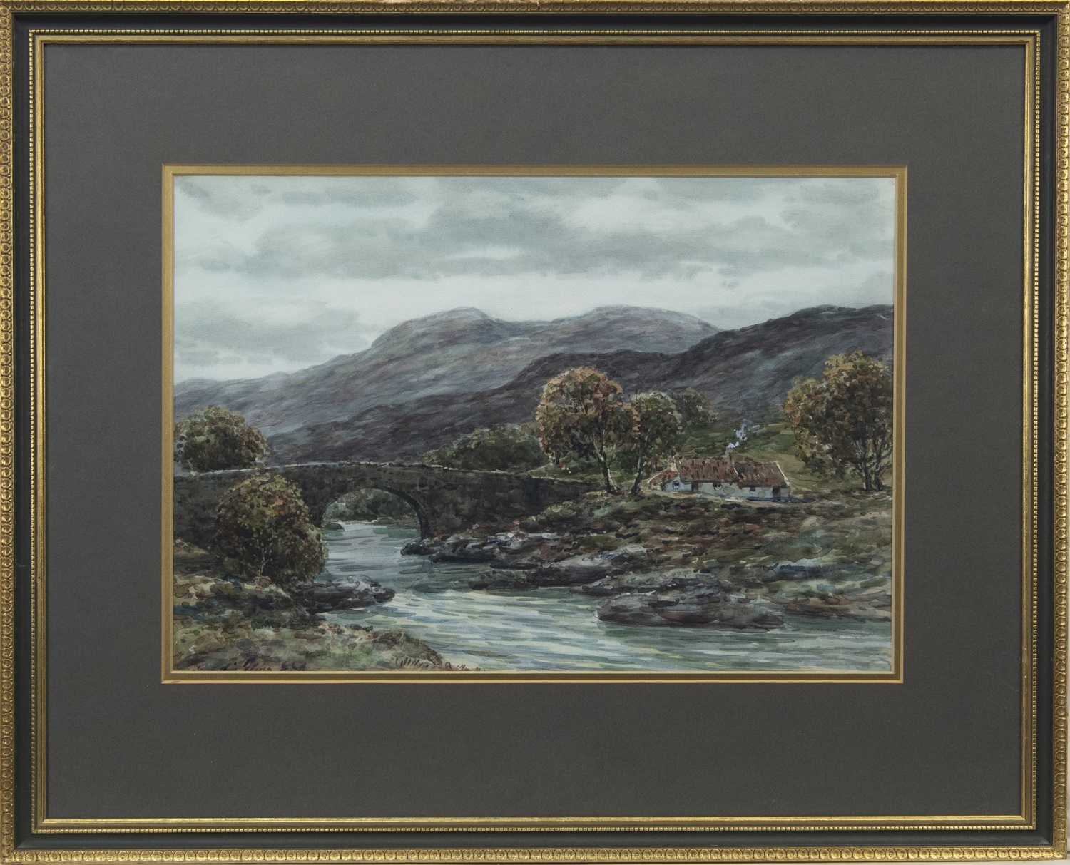 RIVER WHITEADDER, ELLEMFORD BRIDGE, A WATERCOLOUR BY JOHN HAMILTON GLASS