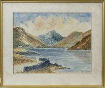 LOCH SCENE A WATERCOLOUR BY W H MAWSON