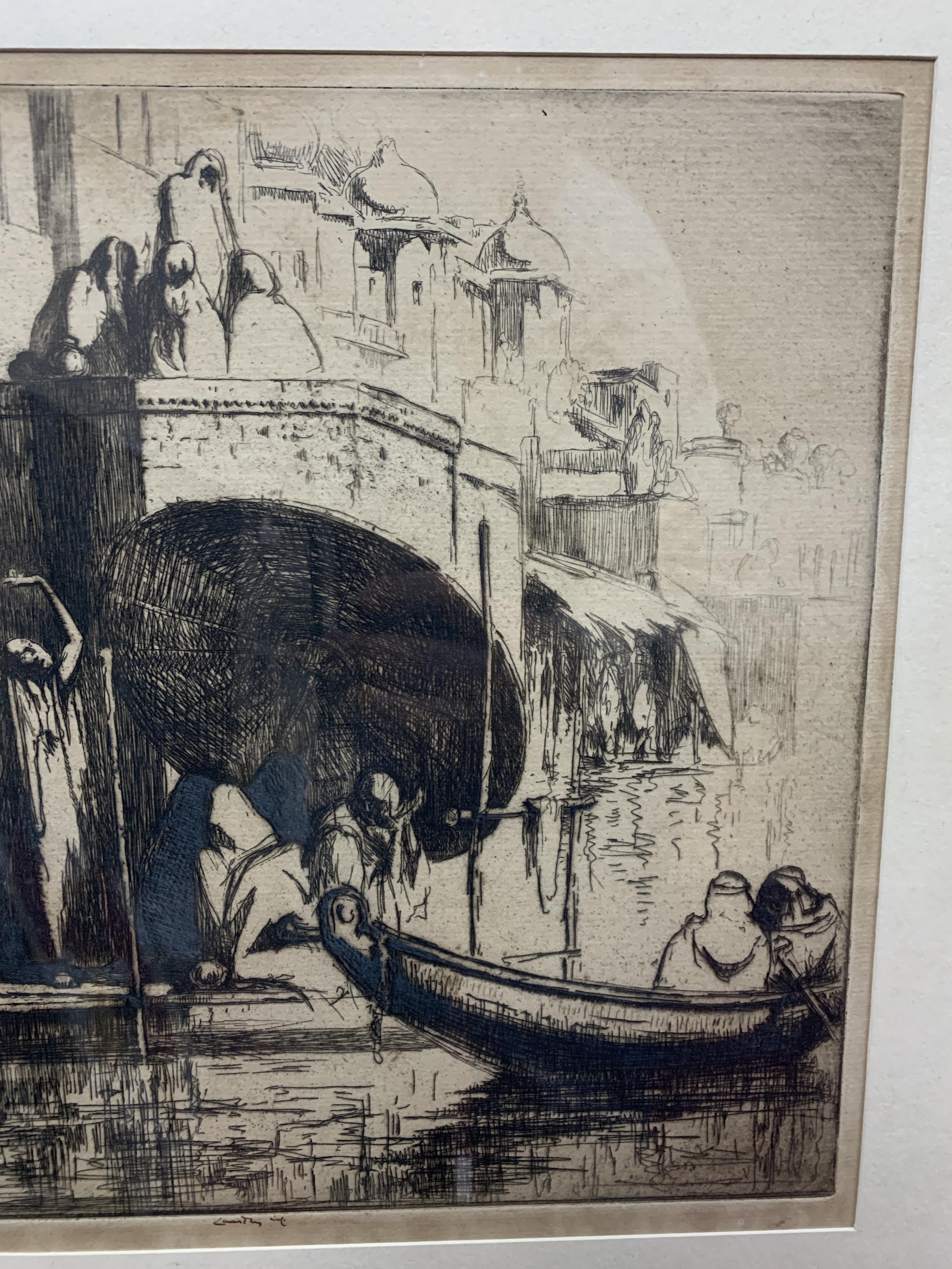 VENETIAN SCENE, AN ETCHING BY ERNEST STEPHEN LUMSDEN - Image 5 of 5