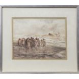 FIGURES ON THE SHORE, A WATERCOLOUR BY FRANK WASLEY