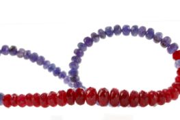 A RUBY AND TANZANITE BEAD NECKLACE