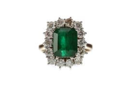 AN EMERALD AND DIAMOND RING