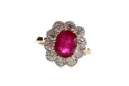 A RUBY AND DIAMOND RING