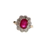 A RUBY AND DIAMOND RING