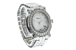 A LADY'S CHOPARD HAPPY SPORT STAINLESS STEEL QUARTZ WRIST WATCH