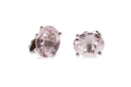 A PAIR OF MORGANITE STUD EARRINGS