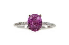 A PINK SAPPHIRE AND DIAMOND RING