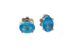 A PAIR OF NEON APATITE STUD EARRINGS