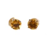 A PAIR OF CITRINE STUD EARRINGS