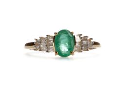 AN EMERALD AND DIAMOND RING