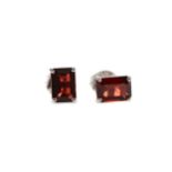 A PAIR OF GARNET STUD EARRINGS