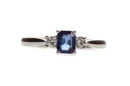 A SAPPHIRE AND DIAMOND RING