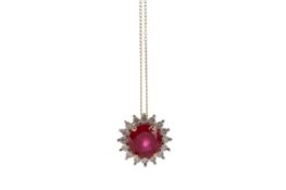 A RUBY AND DIAMOND PENDANT