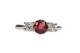 A RUBY AND DIAMOND RING