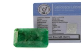 A CERTIFICATED UNMOUNTED EMERALD