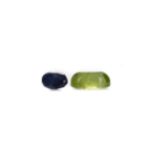 A CERTIFICATED UNMOUNTED SAPPHIRE AND PERIDOT