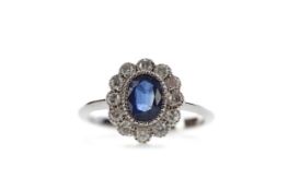 A CERTIFICATED SAPPHIRE AND DIAMOND RING