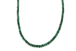 AN EMERALD BEAD NECKLACE