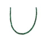 AN EMERALD BEAD NECKLACE