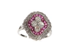 A RUBY, SPINEL AND DIAMOND RING