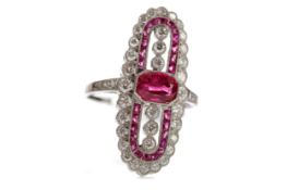 A RUBY, SPINEL AND DIAMOND RING