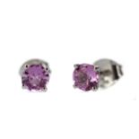 A PAIR OF PINK SAPPHIRE STUD EARRINGS