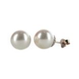 A PAIR OF SOUTH SEA PEARL STUD EARRINGS