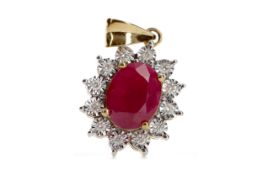 A RUBY AND DIAMOND PENDANT