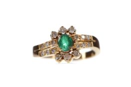 GREEN GEM SET AND DIAMOND RING