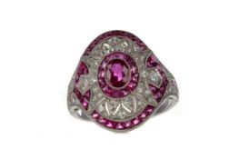 A RUBY, SPINEL AND DIAMOND RING