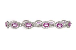 A PINK SAPPHIRE AND DIAMOND BRACELET