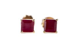 A PAIR OF RUBY STUD EARRINGS