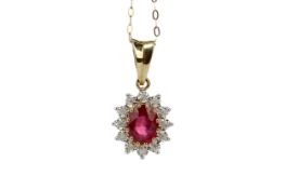 A RUBY AND DIAMOND PENDANT