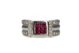 RUBY AND DIAMOND SWIVEL RING