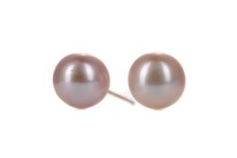 A PAIR OF PINK PEARL EARRINGS