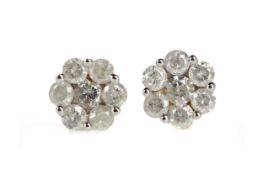 A PAIR OF DIAMOND CLUSTER EARRINGS