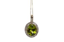 A PERIDOT AND DIAMOND PENDANT