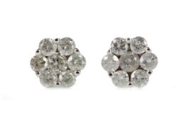 A PAIR OF DIAMOND CLUSTER EARRINGS