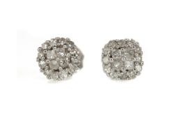 A PAIR OF DIAMOND CLUSTER EARRINGS