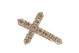 A ROSE GOLD DIAMOND CROSS PENDANT