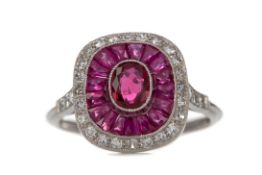 A RUBY AND DIAMOND RING