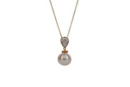 A PEARL AND DIAMOND PENDANT