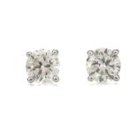 A PAIR OF CERTIFICATED DIAMOND STUD EARRINGS